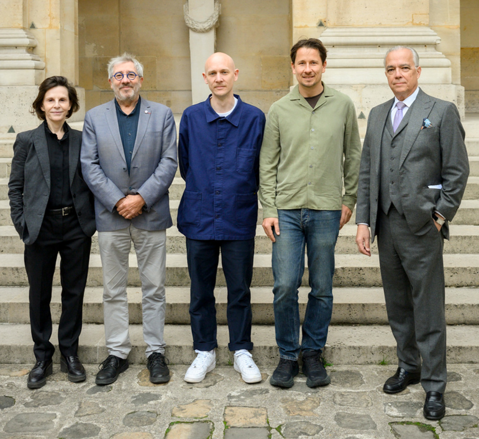 Valérie Belin (jurée), Patrick Flandrin (juré), Jonas Lund, Thomas Marcusson, Gilles Etrillard © Patrick Rimond / Académie des beaux-arts