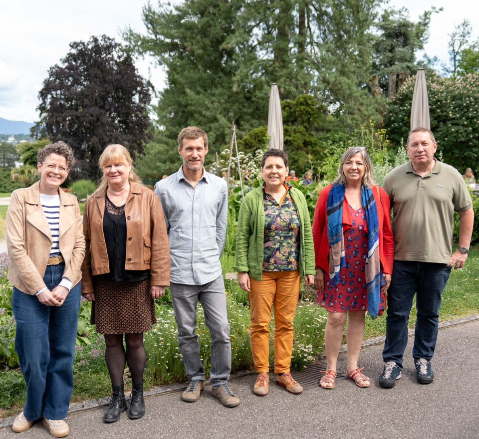 Le jury du Prix Nature dans la ville 2026 : Caroline Gutleben, Nicolas Amann, Laurence Baudelet-Stelmacher, Sylvain Greutert, Gaëlle Aggeri et Nathalie Machon.
